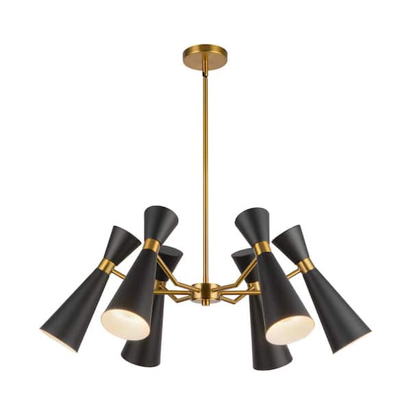 Blake 32-in 6 Light 60-Watt Matte Black/Aged Gold Chandelier