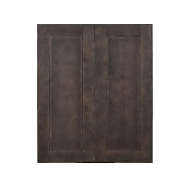 LIFEART CABINETRY Lancaster Shaker Assembled 27 in. x 36 in. x 12 in. Wall Cabinet with 2 Doors 2 Shelves in Vintage Charcoal