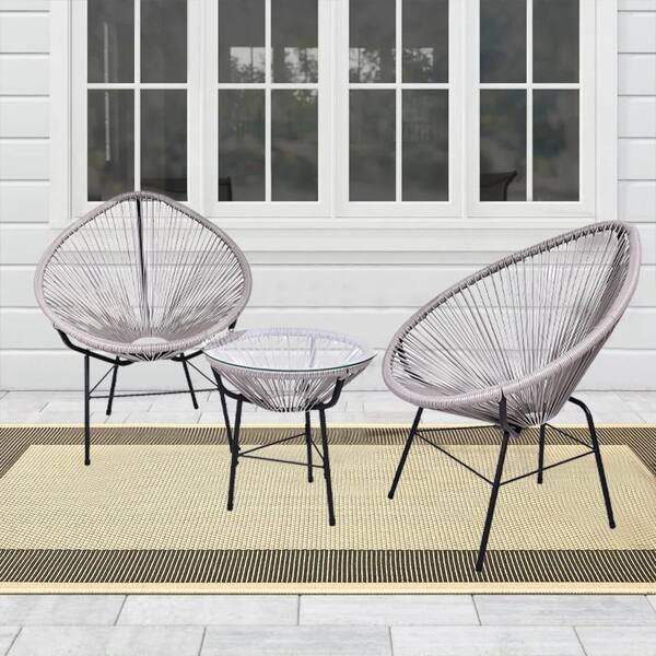 grey egg rattan bistro set