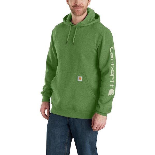 Carhartt Men's Medium Arborvitae Heather Cotton/Polyster Loose Fit Mid-Weight Logo Sleeve Graphic Sweatshirt