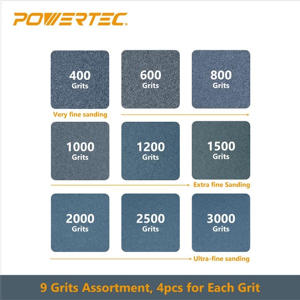 320/400/600/800/1000/1500/2000 Grit Sandpaper W/D 9 X 11 Combo 28 PC 
