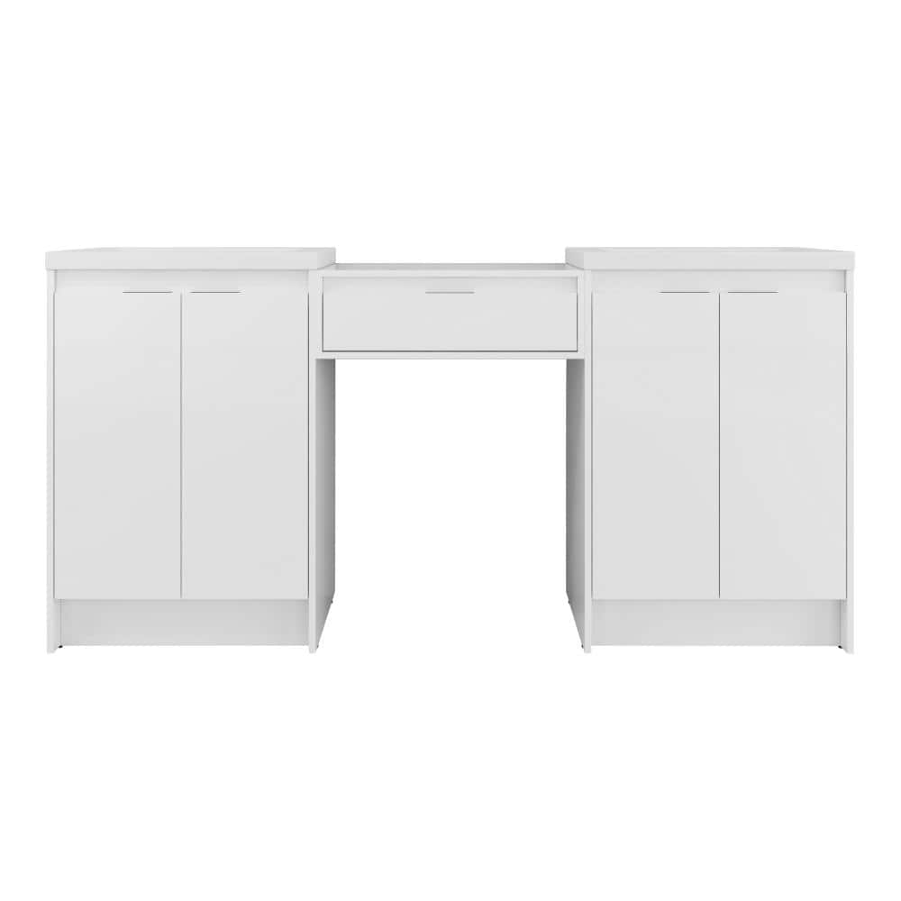 72 in. Freestanding Glossy White Bath Vanity with White Cultured Marble Top and 1-Side Cabinet Unassembled price history on PriceWatchPro