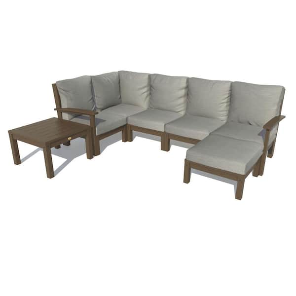 Highwood Bespoke Deep Seating 7-Piece Plastic Outdoor Sectional Set with Ottoman and Side Table and with Cushions