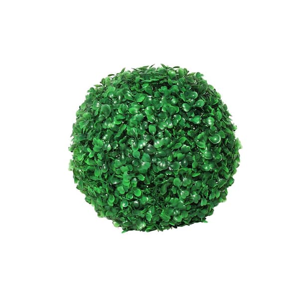 LIVING LUXURY 0.71 ft. Artificial Boxwood Topiary Tree Greenery Ball (Set of 2)