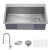 KRAUS Loften 33 In. Drop In/Undermount Single Bowl 18-Gauge Stainless ...