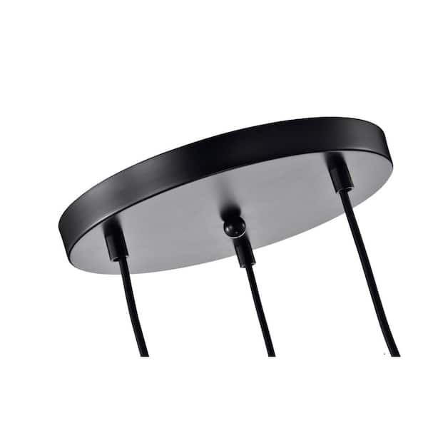 Sabine 3-Light Modern Black and Antique Gold Industrial Pendant with Clear Glass Shade