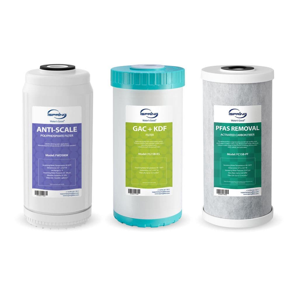 Whole House Water Filter Pack, Reduces PFAS, Scale, Heavy Metals, Chlorine, Fits