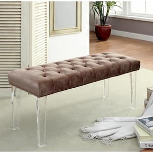 Casar Brown Bench with Tufted Cushion (20 in. H X 48 in. W x 18 in. D)