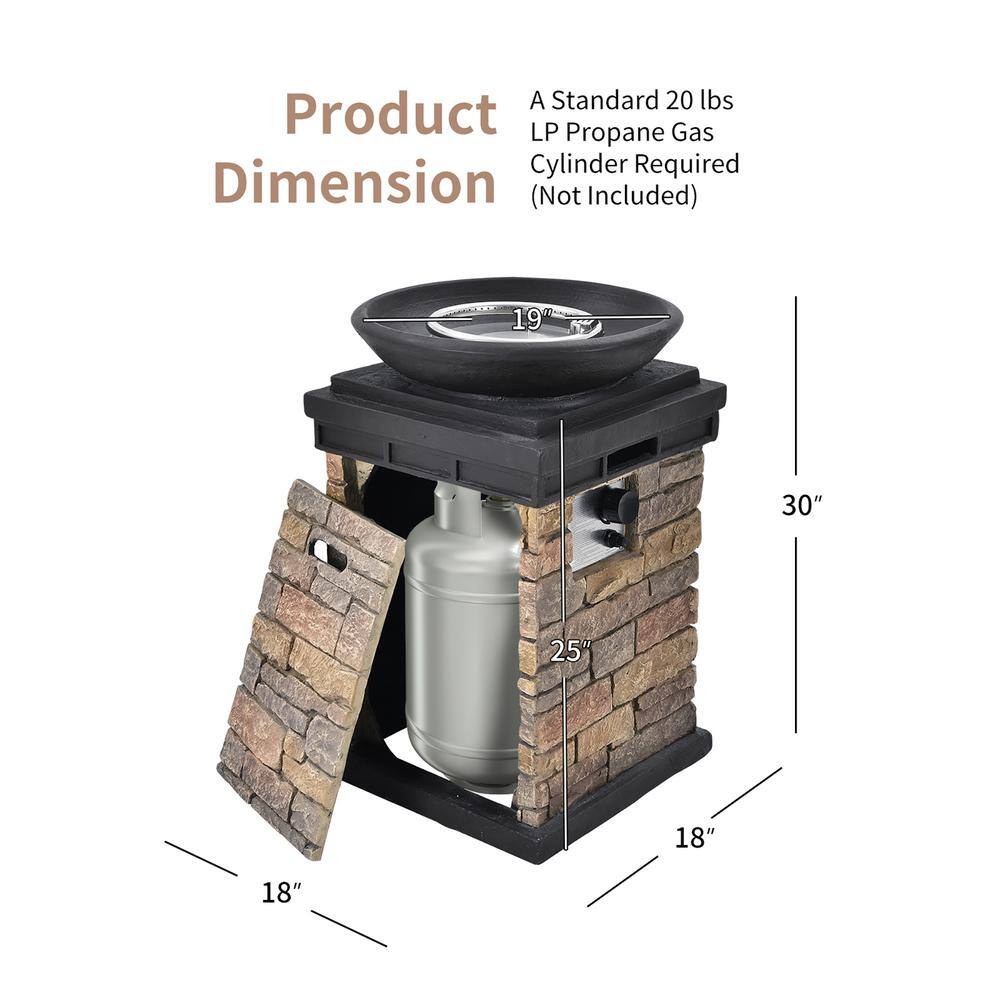 Natural Stone and Stainless Steel Propane Fire Pit Table