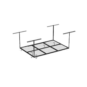 OHK Series 48 in. W x 72 in. D x 22-40 in. H Black Ceiling Mounted Overhead Garage Storage Rack with Accessory Hooks