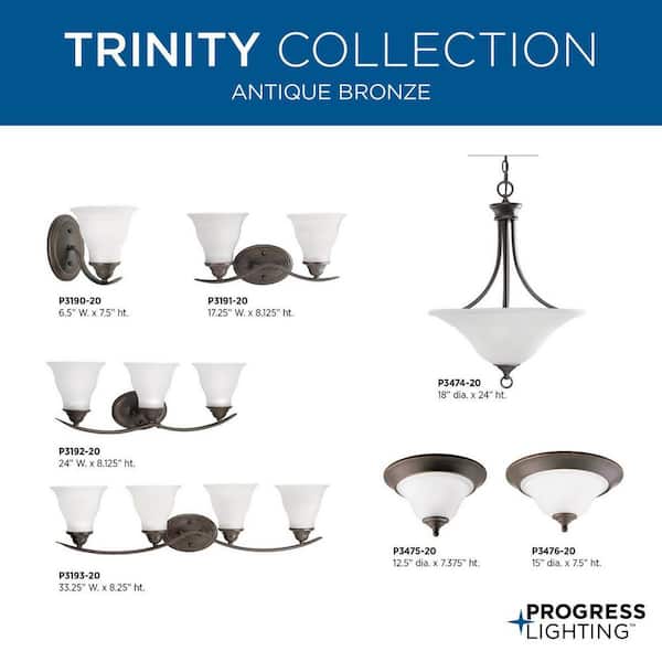 Progress Lighting Trestle 3-Light Antique Bronze Transitional Globe Medium Hanging Pendant Light