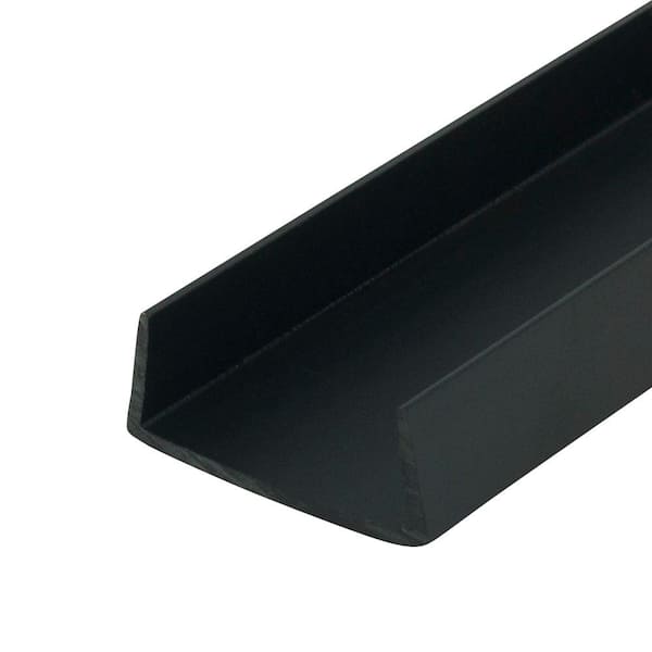 Outwater 1/2 in. D x 1-1/4 in. W x 48 in. L Black Styrene Plastic U-Channel Moulding Fits 1-1/4 in. Board, (3-Pack)