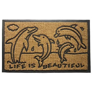 Multi-Colored 30 in. x 18 in. Coir Non-Slip Indoor/Outdoor Door Mat