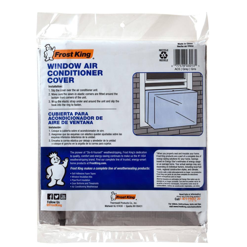 Gray Heavy-Duty Polyurethane Window Air Conditioner Cover