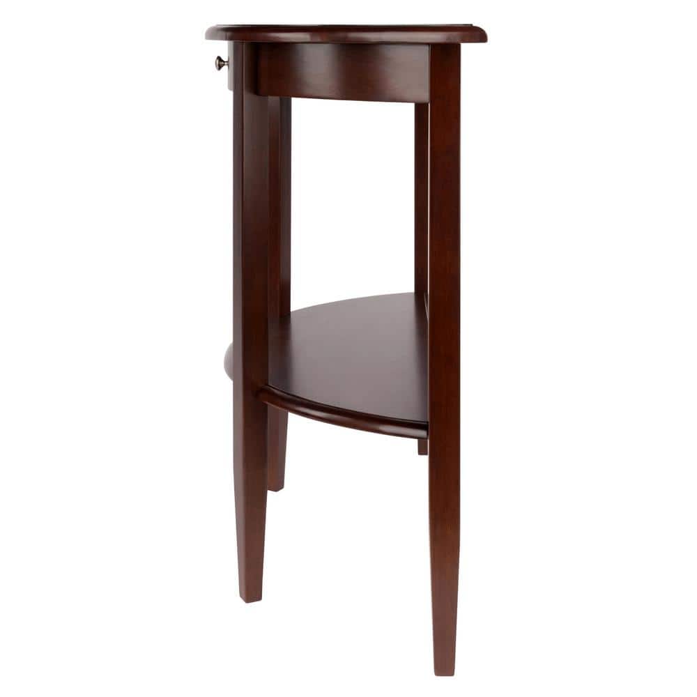 Transitional Demilune Walnut Console Table with Storage