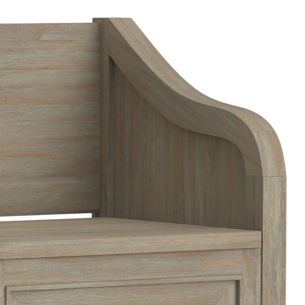 Connaught Distressed Grey Solid Wood Entryway Storage Bench