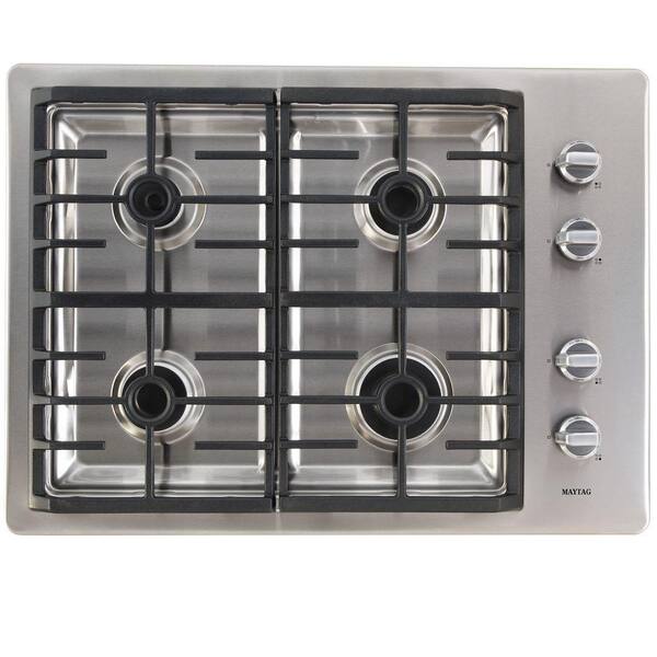 Maytag 30 in. Gas Cooktop in Stainless Steel with 4 Burners including Power Cook Burners