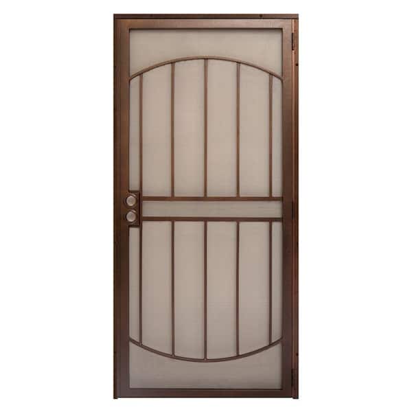 Unique Home Designs 36 in. x 80 in. Arcada Copper Surface Mount Outswing Steel Security Door with Expanded Metal Screen