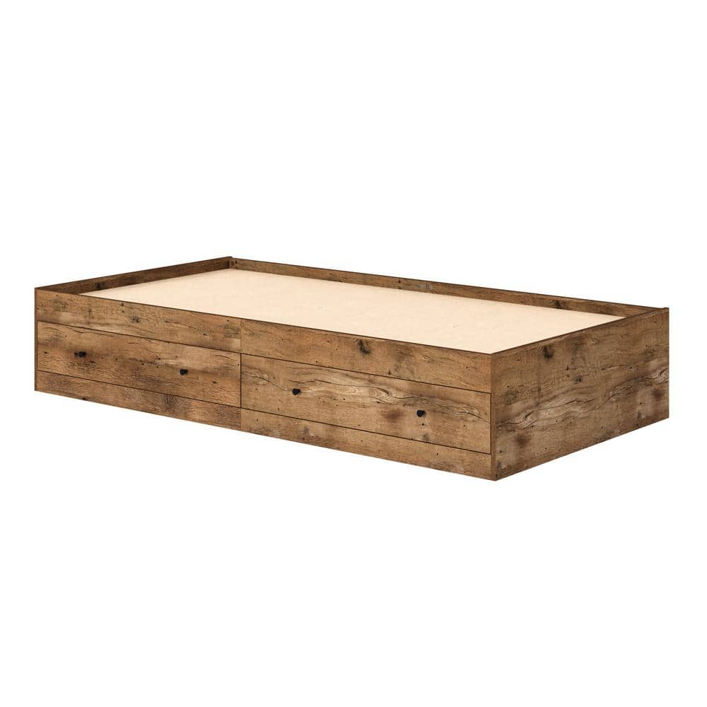Vintage Oak Queen Storage Bed with Drawers