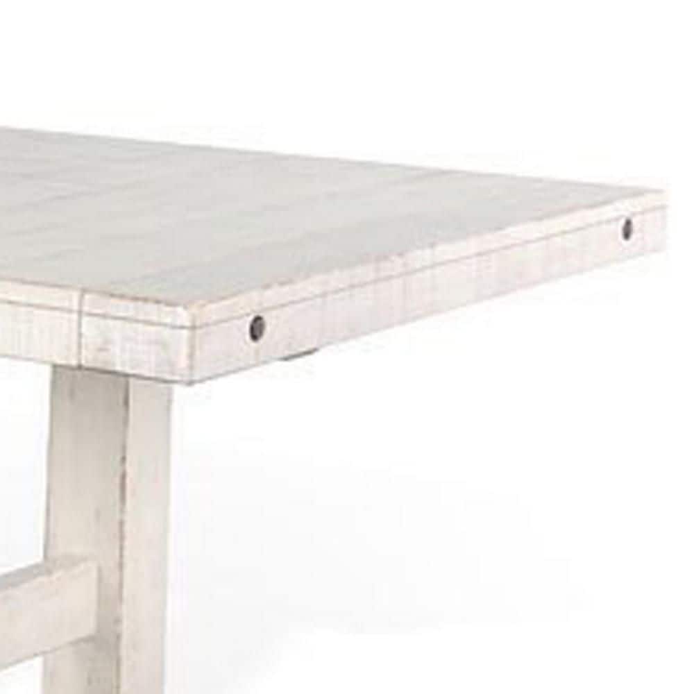 White Mahogany Extendable Dining Table with Metal Accents
