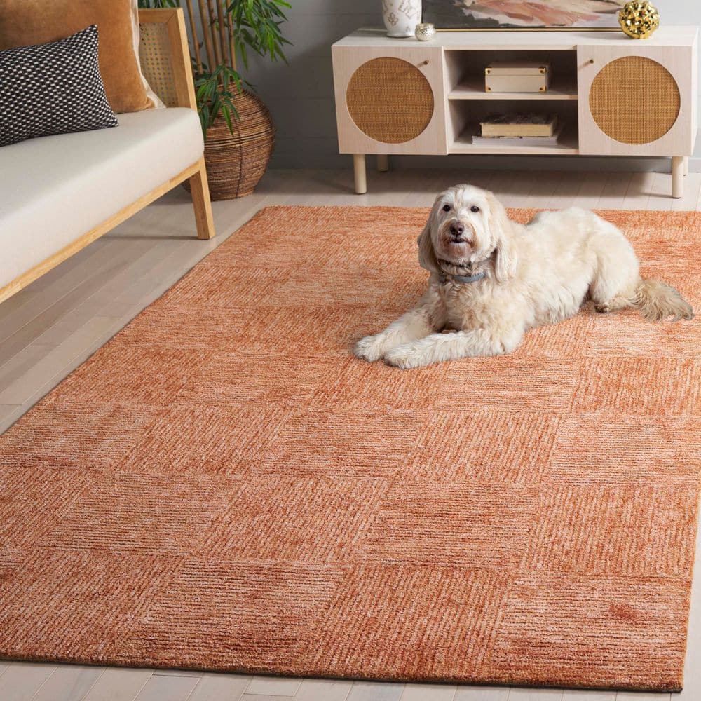 Soho 8 ft. x 10 ft. Rust Geometric Solid Color Area Rug - thumbnail 7