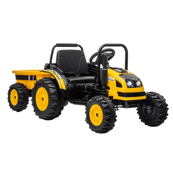 Garvee Kids Ride on Tractor with Trailer, Remote Control, 12V Battery Electric Vehicle Toy Ride on Car 3 Speeds, Yellow
