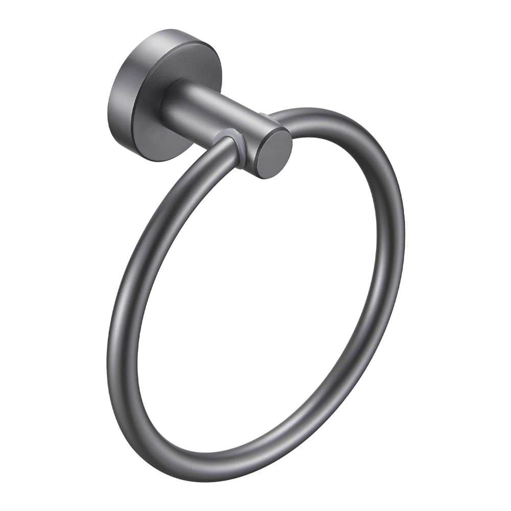Towel Ring Gun Grey, Bath Hand Towel Ring Thicken Space Aluminum Round Towe
