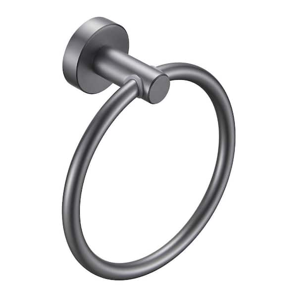 Unbranded Towel Ring Gun Grey, Bath Hand Towel Ring Thicken Space Aluminum Round Towel Holder for Bathroom