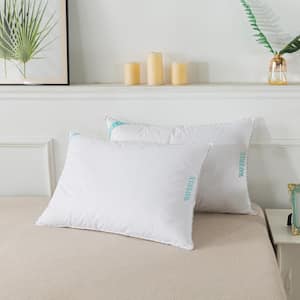 Antimicrobial 233-Thread Count Cotton White Duck Down King Pillow