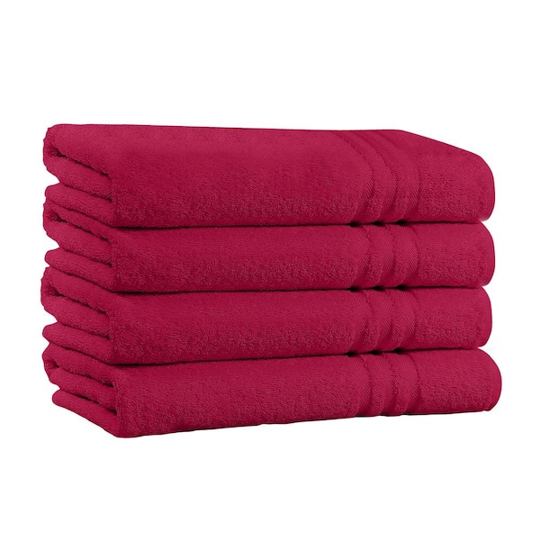 Unbranded 100% Cotton 650 GSM Extra Soft & Highly-Absorbent Burgundy Bath Towels (Pack of 4)