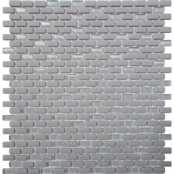 Apollo Tile Gray 4 in. x 5 in. Brick Polished Recycled Glass Mosaic Tile Sample (0.13 sq. ft./Piece)