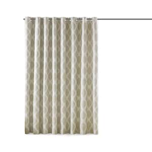 Kagen Taupe Printed Ikat Patio 100 in. W x 84 in. L Blackout Grommet Top Curtain