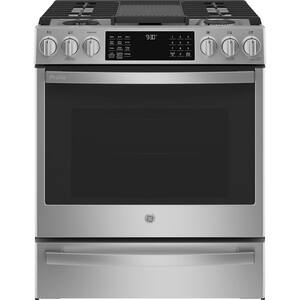 30 in. 5 Burner Slide-In Dual Fuel Range in Stainless Steel with Convection, True Convection Cooking