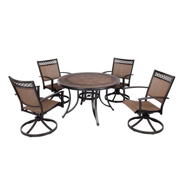 Afoxsos 5-Piece Patio Furniture Outdoor Dining Set w/Aluminum Swivel ...