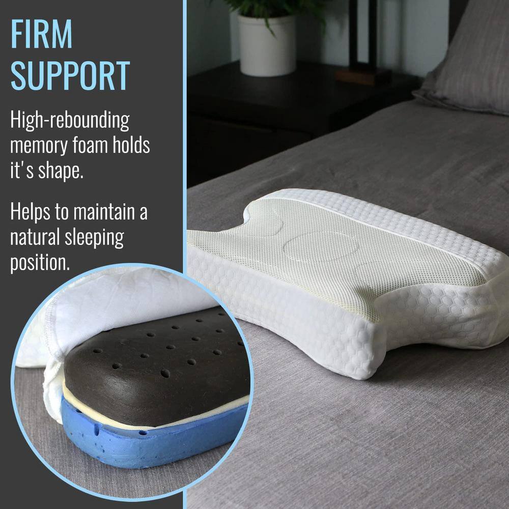 White Memory Foam CPAP Sleep Aid Pillow with Contoured Cutouts