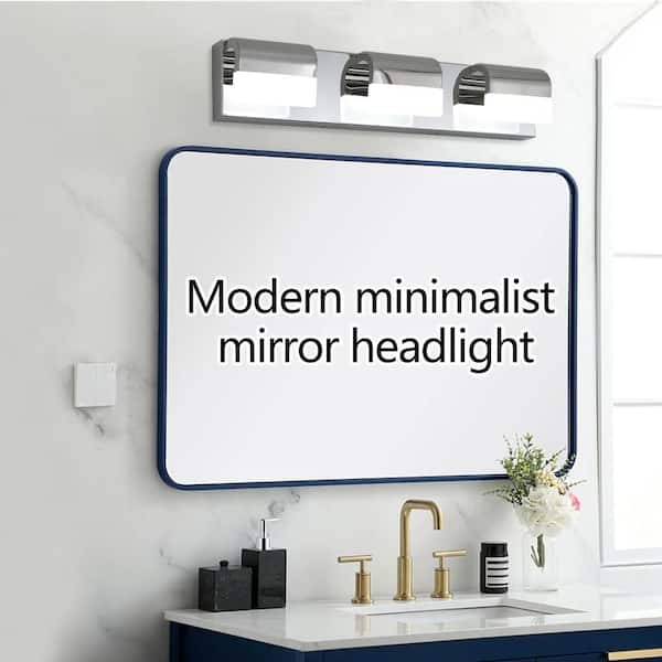 22 in. 3-Light Chrome Vanity Light, Wall Mounted Over Mirror Lighting, Energy Efficient, Moisture-Proof