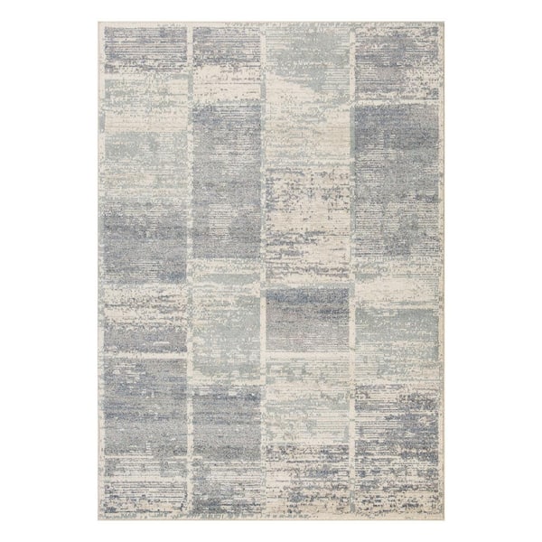 Jordan 5 x 8 Light Blue Geometric Pattern Area Rug for High Traffic Living Room Dining Room Bedroom