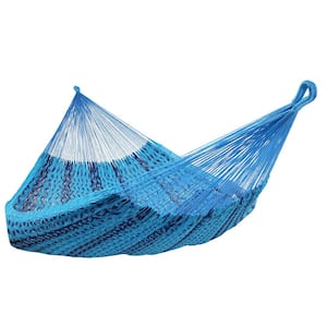 Mayan Family 13 ft. 880 lbs. Capacity XXL Thick Cord Hand-Woven Hammock Bed in Blue