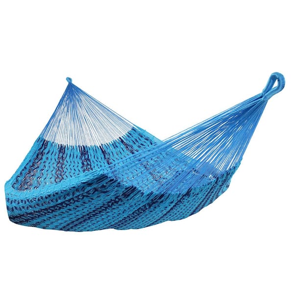 Mayan Family 13 ft. 880 lbs. Capacity XXL Thick Cord Hand-Woven Hammock Bed in Blue