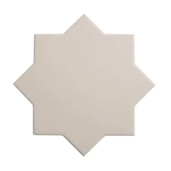 Seville Light Gray 7" Star with Pure White 5" Cross Matte Porcelain Wall and Floor Sample Tile (0.51 sq ft)
