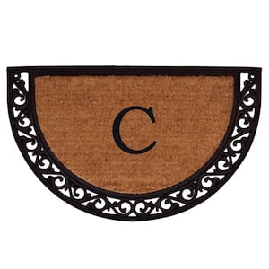 Ornate Scroll 30 in. x 48 in. Coir Monogrammed Door Mat (Letter C)