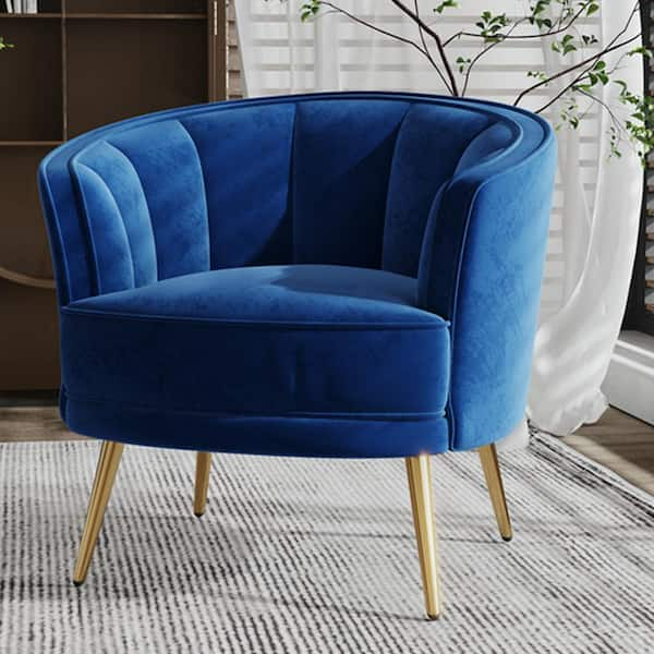 blue velvet barrel chair