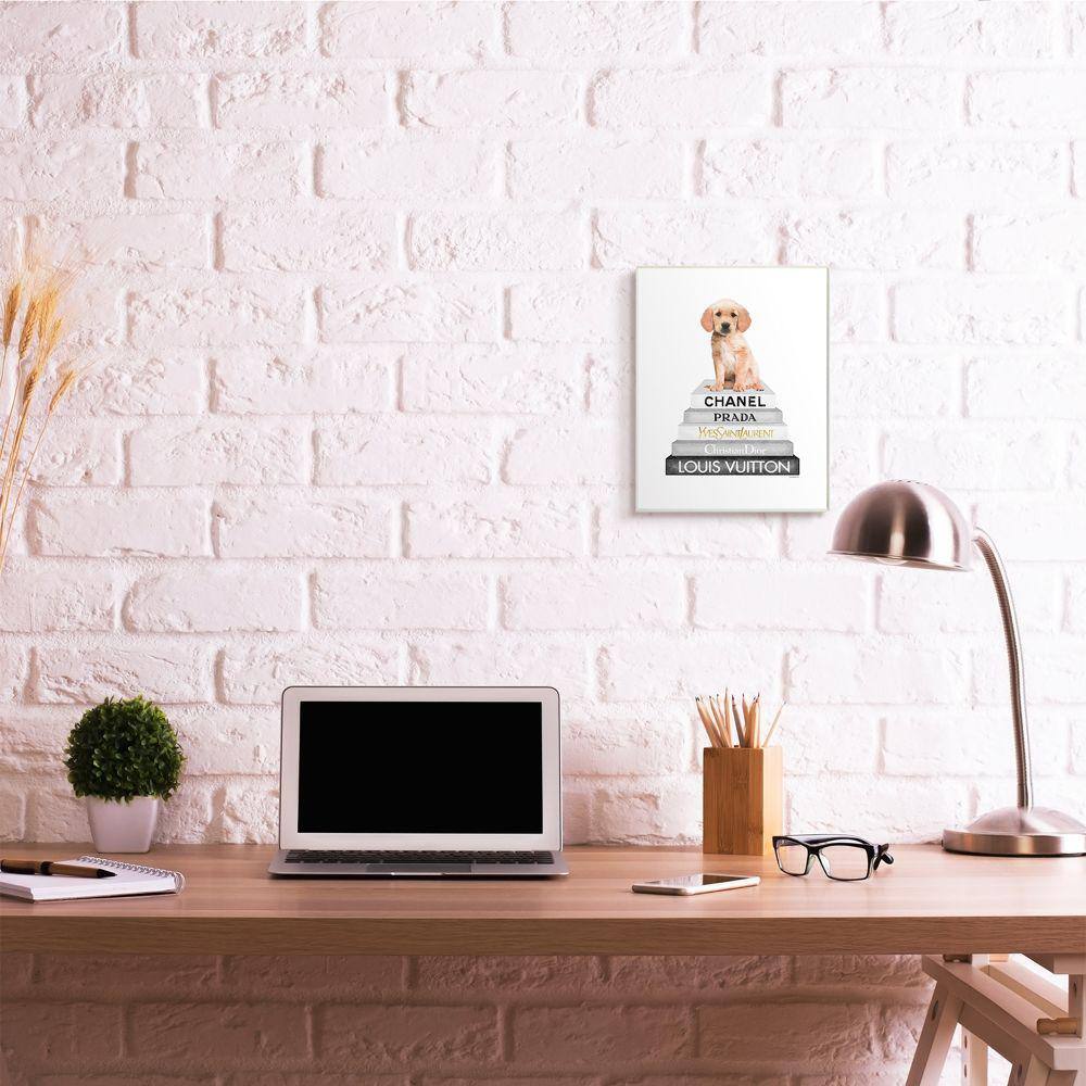White Glam Fashion Icon Bookstack Wood Wall Art
