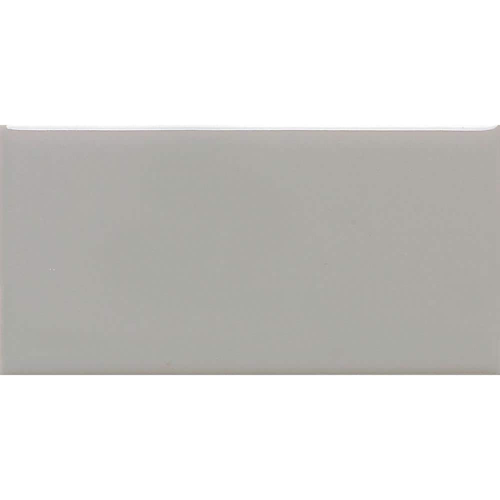 Modern Dimensions 4-1/4 in. x 8-1/2 in. Gloss Ceramic Desert Gray Subway Ti
