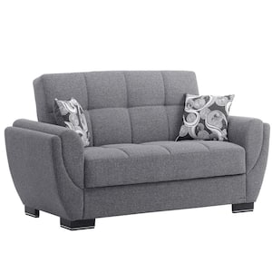 Basics Air Collection Convertible 63 in. Grey Polyester 2-Seater Loveseat with Storage