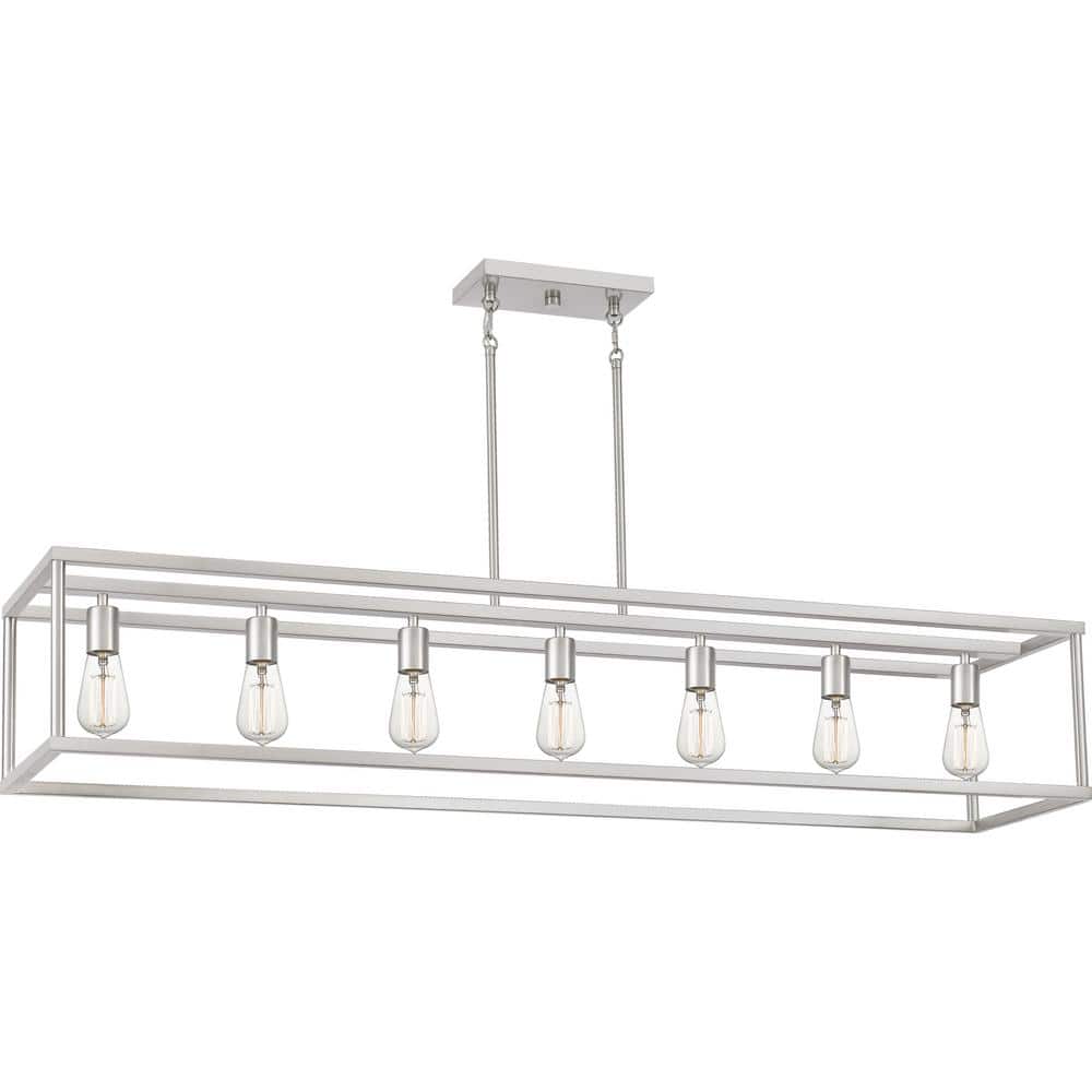 New Harbor Brushed Nickel 52" Linear Chandelier with Edison Bulbs