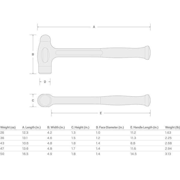 TEKTON 43 oz. Short Handle Ball Peen Dead Blow Hammer
