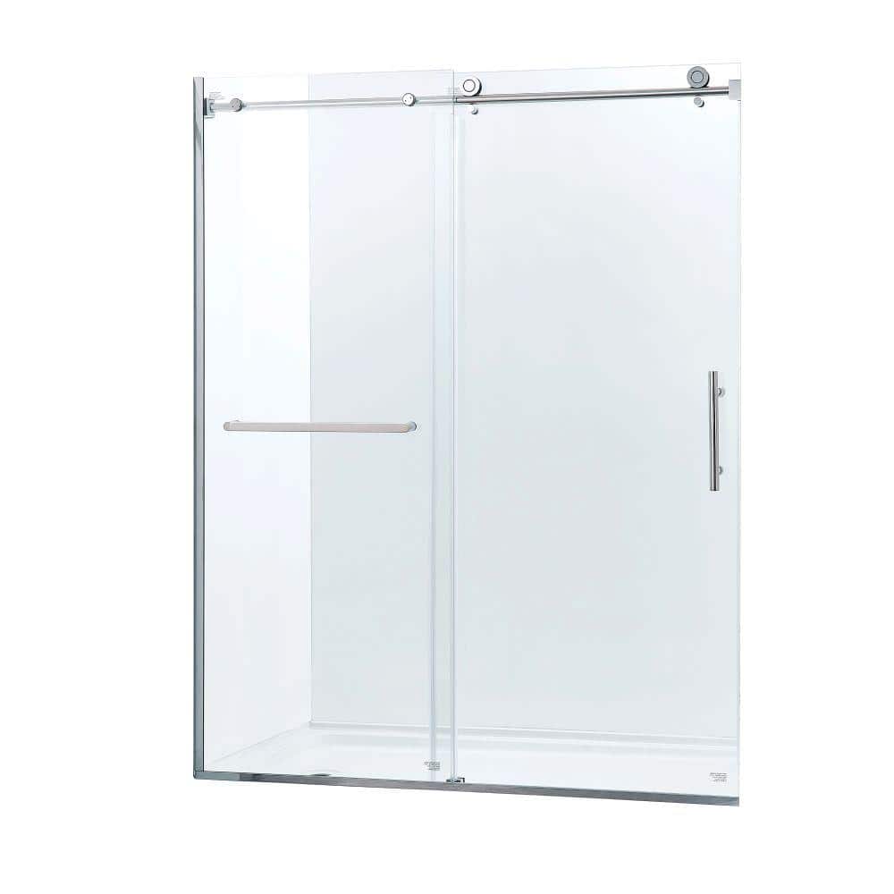 60" Chrome Semi-Frame Sliding Shower Door with Tempered Glass