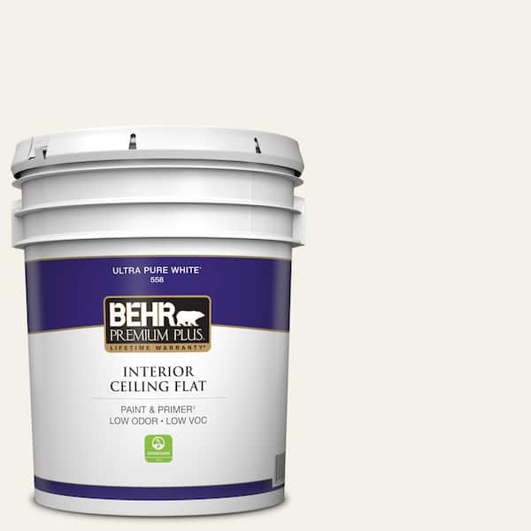 BEHR PREMIUM PLUS 5 gal. #T16-17 Ivory Keys Ceiling Flat Interior Paint