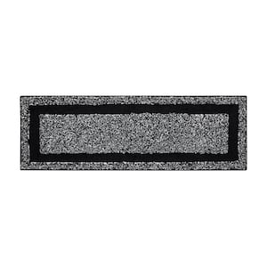 Heathered 20 in. 60 in. Black Hotel Border Polyester Rectangle Bath Rug Runner